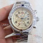 Perfect Replica Breitling Super Avenger Diamond Watch - Stainless Steel cream Dial